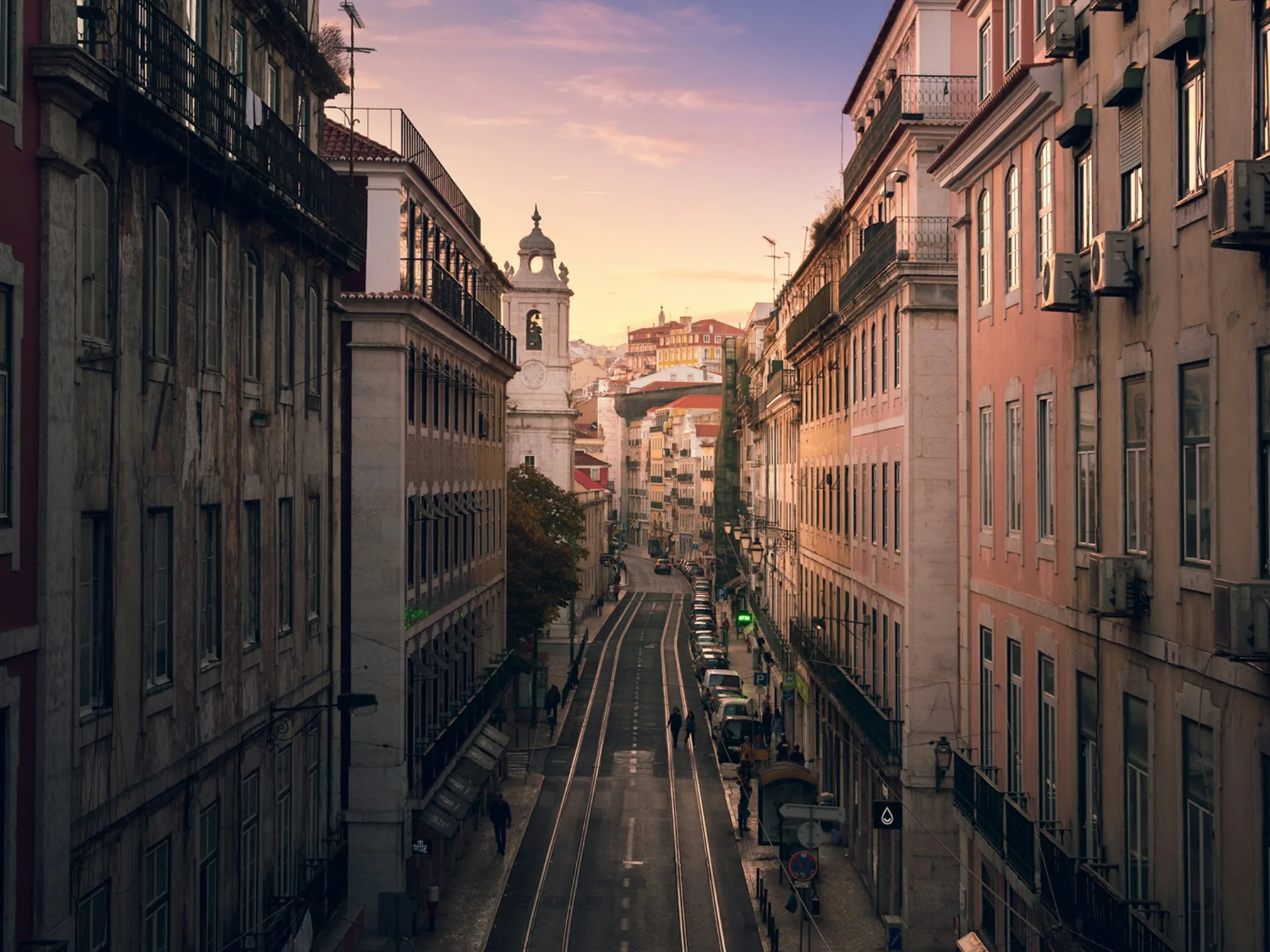 Skyline de Lisbonne au coucher du soleil
